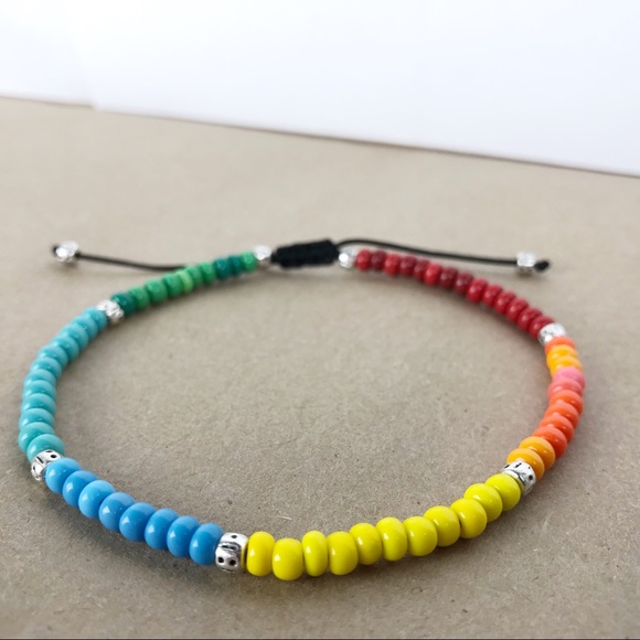 Handmade} Pride & LGBTQ Rainbow Glass Bracelet - Picture 3 of 4